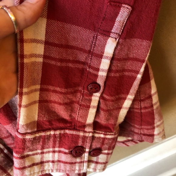 - RVCA red plaid cotton button up - Picture 4 of 7
